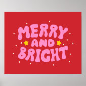 Retro Merry und Bright Holiday Design Poster (Vorne)
