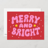 Retro Merry und Bright Holiday Design Postkarte (Vorne/Hinten)