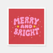 Retro Merry und Bright Holiday Design Serviette (Vorderseite)