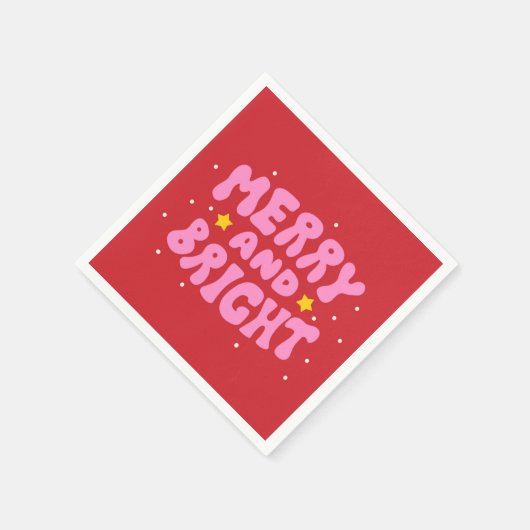 Retro Merry und Bright Holiday Design Serviette (Ecke)