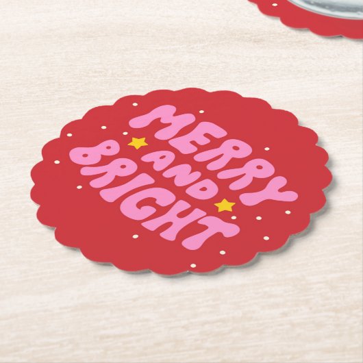 Retro Merry und Bright Holiday Design Untersetzer (angewinkelt)