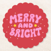 Retro Merry und Bright Holiday Design Untersetzer (Vorderseite)
