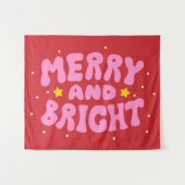 Retro Merry und Bright Holiday Design Wandteppich (Vorderseite (Horizontal))