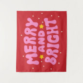 Retro Merry und Bright Holiday Design Wandteppich (Vorderseite)