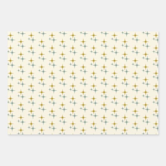 Retro Merry und Bright Midjahrhundert Moderne Weih Geschenkpapier Set (Vorderseite 3)