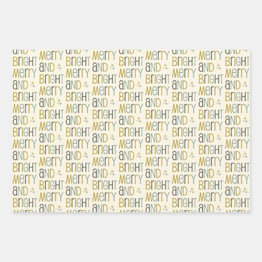 Retro Merry und Bright Midjahrhundert Moderne Weih Geschenkpapier Set (Vorderseite)