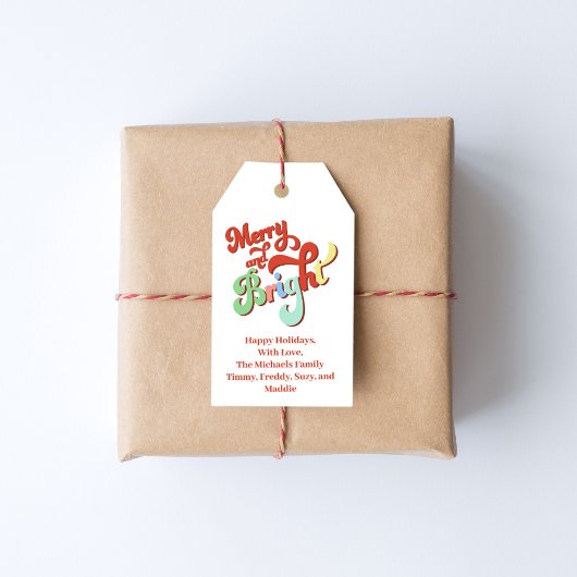 Retro Merry und helle Weihnachten Custom Geschenkanhänger