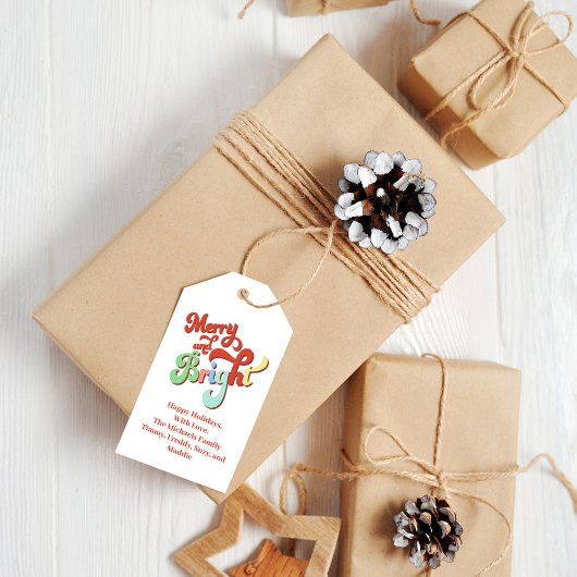 Retro Merry und helle Weihnachten Custom Geschenkanhänger