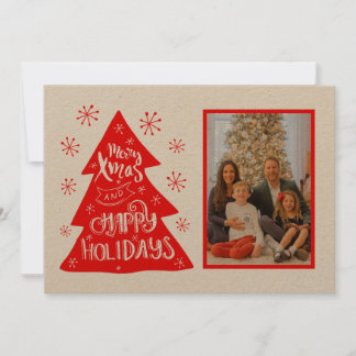 Retro Merry Xmas Tree Foto-Vorlage Feiertagskarte