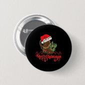 Retro Merry Xmas Weihnachtsmannmütze Cowboy Boots Button (Vorne & Hinten)