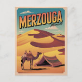 Retro Merzouga sahara camel ride morocco travel gi Postkarte (Vorderseite)