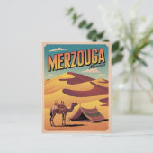 Retro Merzouga sahara camel ride morocco travel gi Postkarte (Stehend Vorderseite)
