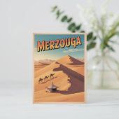 Retro Merzouga sahara camel ride morocco travel  Postkarte (Stehend Vorderseite)