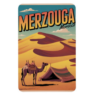 Retro Merzouga Sahara Kamelritt Marokko Reise gi Magnet