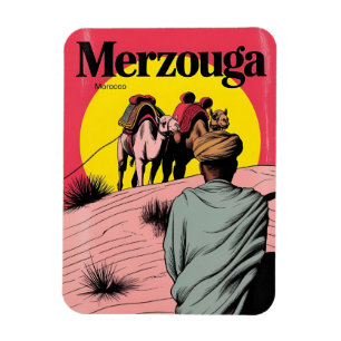 Retro Merzouga Sahara Kamelritt Marokko Reise gi Magnet