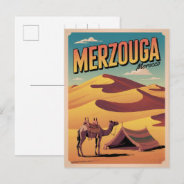 Retro Merzouga Sahara Kamelritt Marokko Reise gi Postkarte