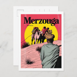 Retro Merzouga Sahara Kamelritt Marokko Reise gi Postkarte