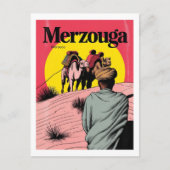 Retro Merzouga Sahara Kamelritt Marokko Reise gi Postkarte (Vorderseite)