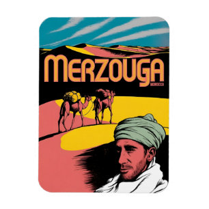 Retro Merzouga Sahara Kamelritt Marokko Reise  Magnet