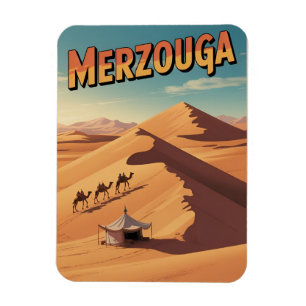 Retro Merzouga Sahara Kamelritt Marokko Reise  Magnet