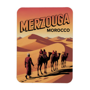 Retro Merzouga Sahara Kamelritt Marokko Reise  Magnet