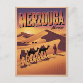 Retro Merzouga Sahara Kamelritt Marokko Reise Postkarte (Vorderseite)