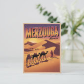 Retro Merzouga Sahara Kamelritt Marokko Reise  Postkarte (Stehend Vorderseite)