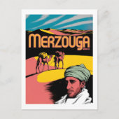 Retro Merzouga Sahara Kamelritt Marokko Reise  Postkarte (Vorderseite)