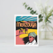 Retro Merzouga Sahara Kamelritt Marokko Reise  Postkarte (Stehend Vorderseite)