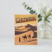 Retro Merzouga Sahara Kamelritt Marokko Reise Postkarte (Stehend Vorderseite)