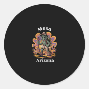 Retro Mesa Arizona Wanderweg-Abenteuer Kaktus P Runder Aufkleber