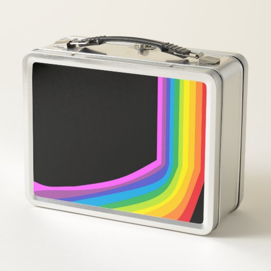 Retro Metal Lunch Box mit Regenbogendesign (Rückseite)