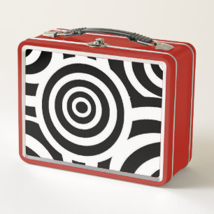 Retro Metal Lunch Box mit schwarz-weißem Muster