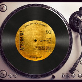 Retro Metallic Gold Record Music 50. Geburtstag Einladung
