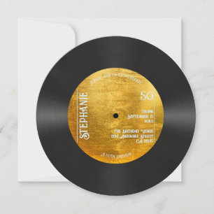 Retro Metallic Gold Schallplatte Musik 50. Geburts Einladung