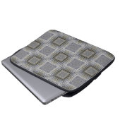 Retro Metallisches Silver Decorative Squares-Muste Laptopschutzhülle (Vorne Knopf)