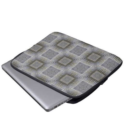 Retro Metallisches Silver Decorative Squares-Muste Laptopschutzhülle (Vorne Knopf)