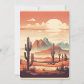 Retro Mexican Cactus Wüstenhochzeit Einladung (Rückseite)