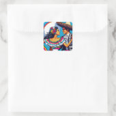 Retro Mexican Dance Folklórico Fiesta Quadratischer Aufkleber (Tasche)