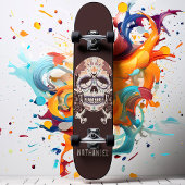 Retro Mexican Sugar Skull Individuelle Name Skateboard
