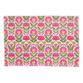 Retro Mexican Talavera Flowers Pink Boho Floral  Kissenbezug