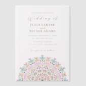 Retro Mexican Terrain Blühend Mandala Wedding Pergament Einladungen (Vorderseite)