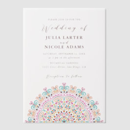 Retro Mexican Terrain Blühend Mandala Wedding Pergament Einladungen