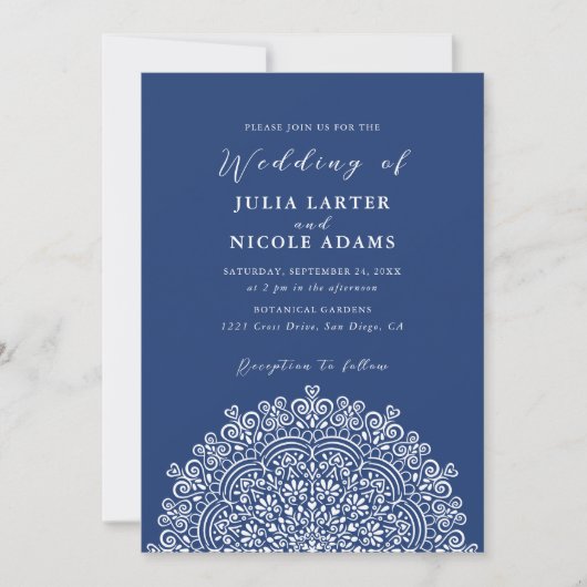 Retro Mexican Terrain Flourishing Mandala Wedding Einladung (Vorderseite)