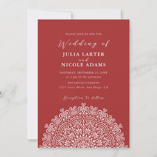 Retro Mexican Terrain Flourishing Mandala Wedding Einladung (Vorderseite)