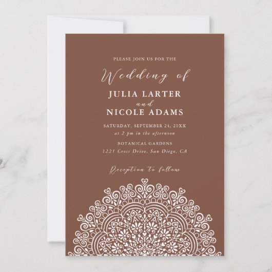 Retro Mexican Terrain Flourishing Mandala Wedding Einladung (Vorderseite)