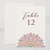 Retro Mexican Terrain Mandala Wedding Table Number Einladung (Vorne/Hinten)