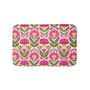 Retro-Mexikanische Talavera-Blumen Fuchsienrosa Fl Badematte