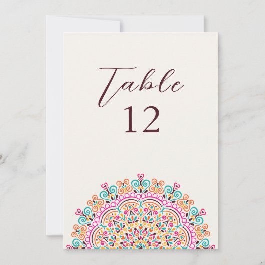 Retro-Mexikanisches-Terrain-Mandala-Hochzeitstisch Einladung (Vorderseite)