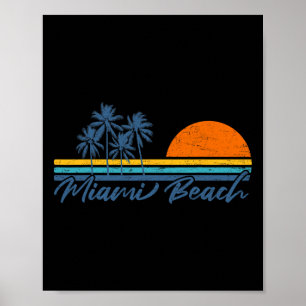Retro Miami Beach Florida Shirts Frauen Männer Coo Poster